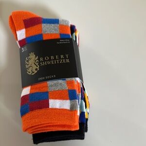 Men's Colorful Crew Socks - Orange, Blue, Gray